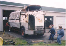 Pulling the Futurliner Out to Work on It