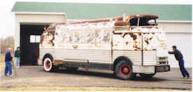 Futurliner Being Pushed Into Pole Barn